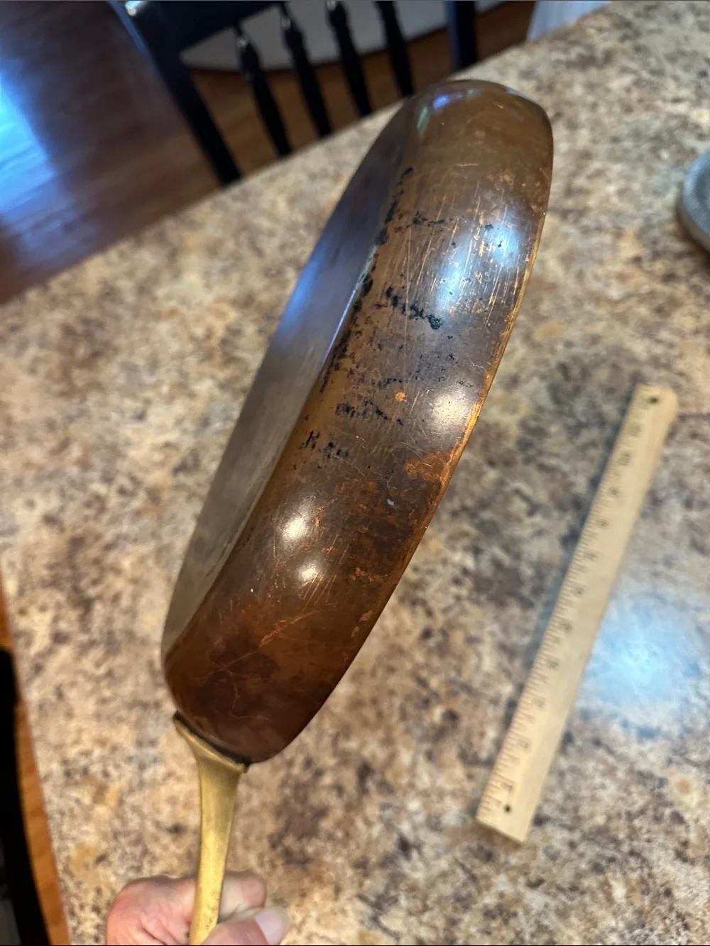 Revere Ware 1976 Brass-Handled Copper 12” Oval Frying Pan - Brown/Copper Finish